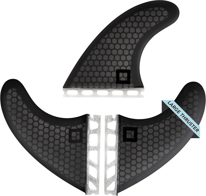 Surf Squared Honeycomb Fiberglass Performance Surf Fins – Fits Futures Single Tab - Ride as Twin, Thruster, or Quad – Durable, Lightweight & Versatile - Image 1
